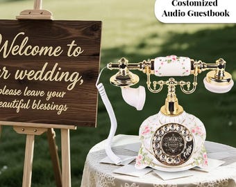 Vintage Audio Guestbook Phone: Retro Audio Guest Book Booth for Wedding, Baby Shower, Birthday, Party