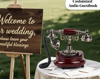 Vintage Audio Guestbook Phone: Retro Audio Guest Book Booth for Wedding, Baby Shower, Birthday, Party