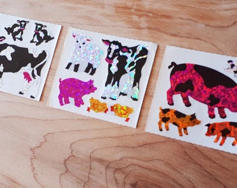 ~ Sparkle Cow Lamb Piglet Pig Chicks Farm Hambly Studios Glitter Stickers ~