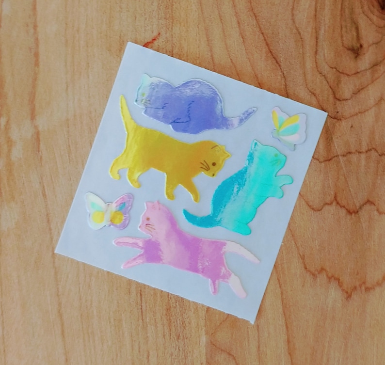 Sandylion Sticker Vintage 80/'s 90/'s Rare Pearly Cats Butterflies