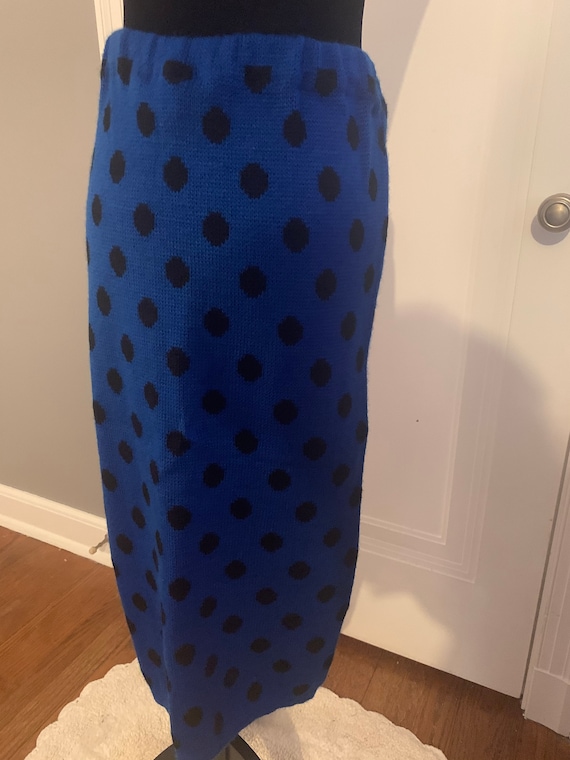 Gitano Blue and Black Polka Dot Vintage Skirt - image 1