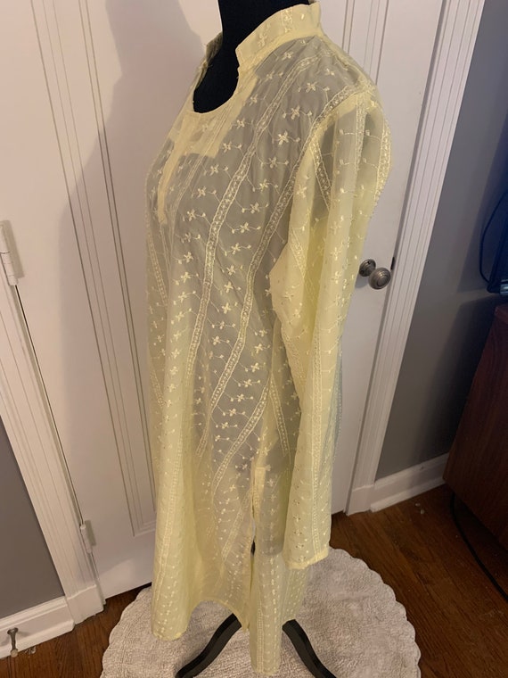 Vintage 1970s Sheer Yellow Tunic Dress - image 4