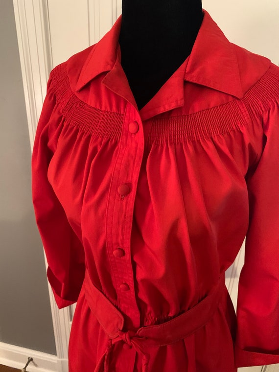 Beege 1970s Red Belted Dress - image 2