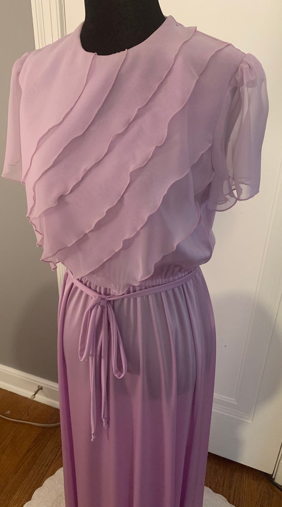 1970s Lavender Ruffle Gown