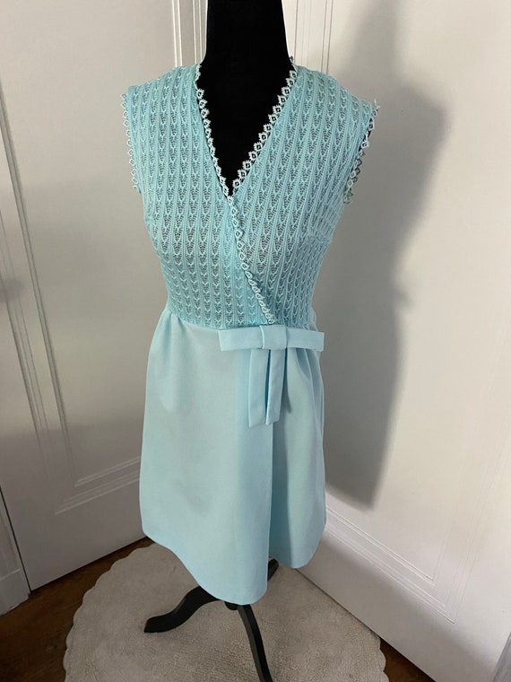 Gay Gibson Light Blue Sleeveless Dress with Bow - image 5