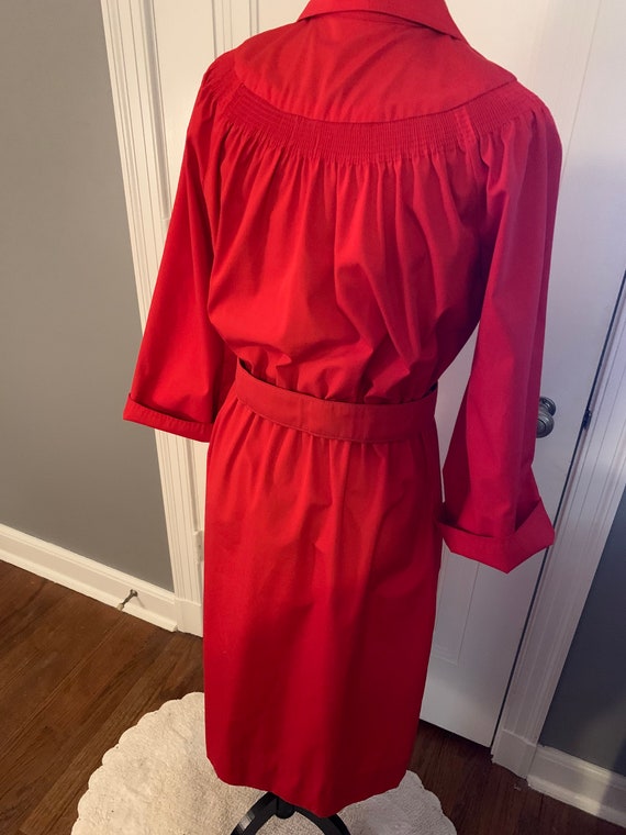 Beege 1970s Red Belted Dress - image 4