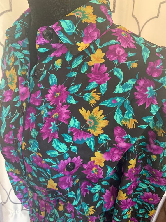 Vintage 1980s Floral Pleated Dress - image 6