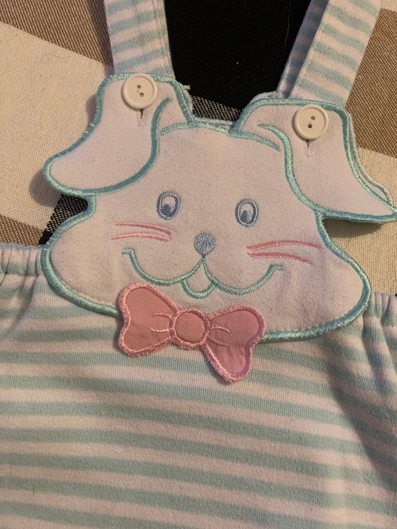 Baby Kisses Bunny Overall Style Onesie - image 2