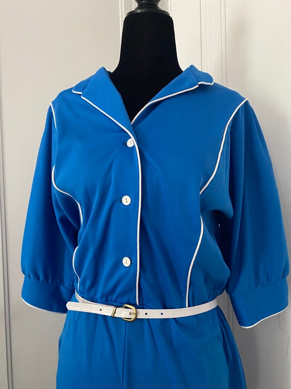 JCPENNEY Blue Jumpsuit with Belt Gem