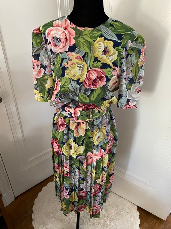 Leslie Faye Floral Belted Dress