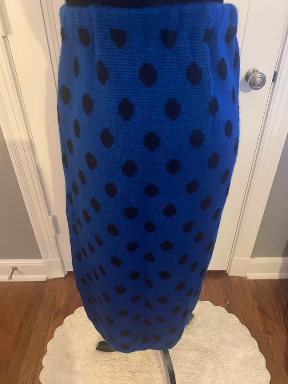 Gitano Blue and Black Polka Dot Vintage Skirt - image 2