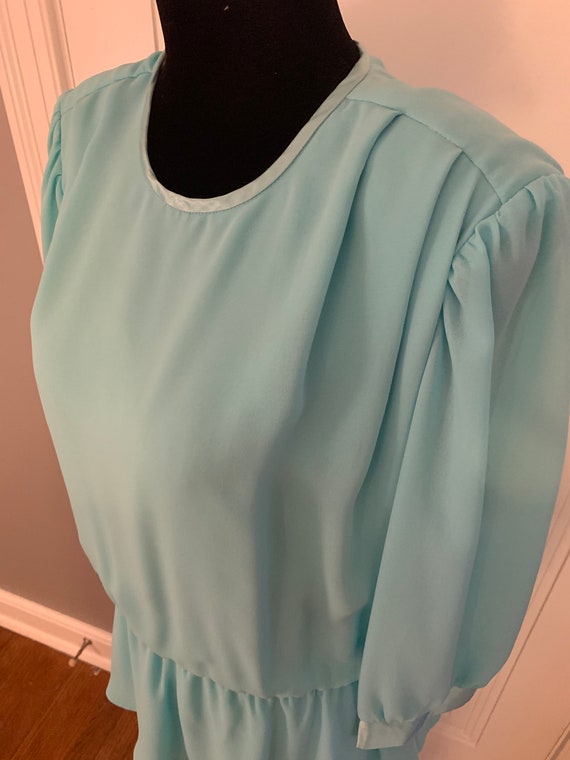 Vintage Aqua 1980s The Jones Girl Peplum Dress - image 5