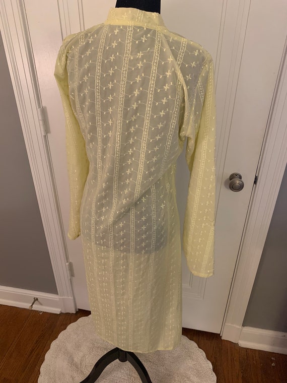 Vintage 1970s Sheer Yellow Tunic Dress - image 5