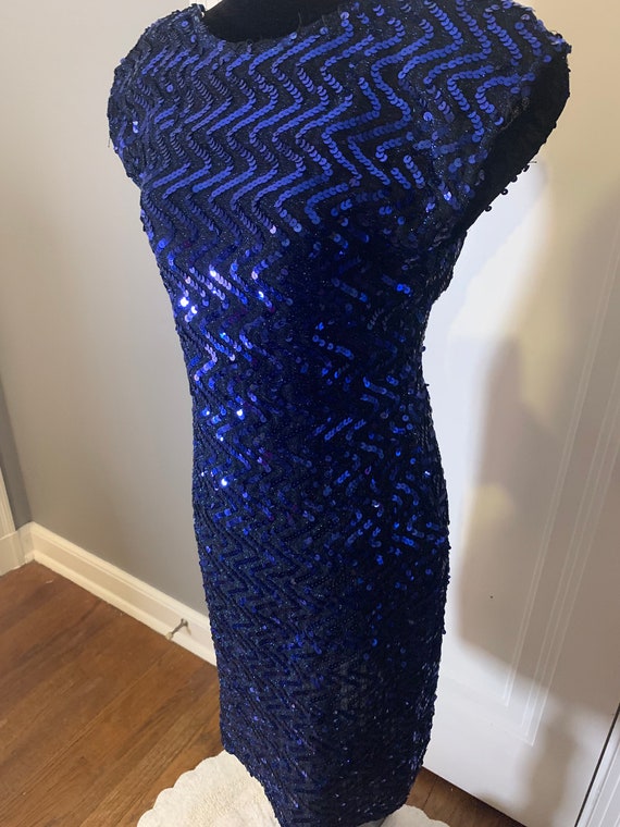 AJ And Friends 1980s Blue Sequins Mini Dress - image 2