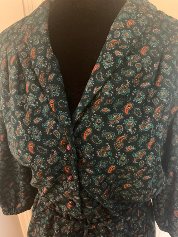 Paisley Print 1970s Dress - image 3