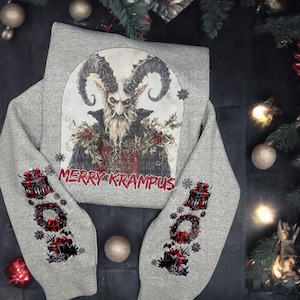 Christmas Krampus Sweatshirt, Merry Krampus Sweater, Vintage Krampus Shirt, Retro Krampus Sweater, Horror Krampus Christmas Sweatshirt