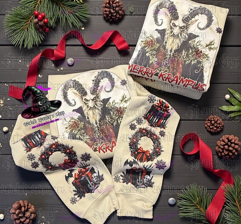 Christmas Krampus Sweatshirt, Merry Krampus Sweater, Vintage Krampus Shirt, Retro Krampus Sweater, Horror Krampus Christmas Sweatshirt image 1