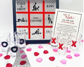 Kinky Tic Tac Toe, Tic Tac Toe Game, Valentine’s Day Tic Tac Toe, Shot Glass Tic Tac Toe