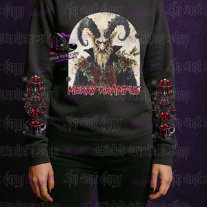 Christmas Krampus Sweatshirt, Merry Krampus Sweater, Vintage Krampus Shirt, Retro Krampus Sweater, Horror Krampus Christmas Sweatshirt image 4