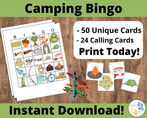 Camping Bingo: PRINTABLE 50 Cards Bingo Pdf Game Party Game - Etsy