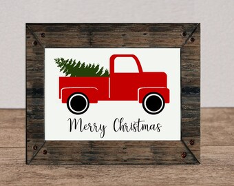 Merry Christmas Truck PDF, JPG, PNG Wall Art Printable Christmas Holiday wall art Christmas decoration