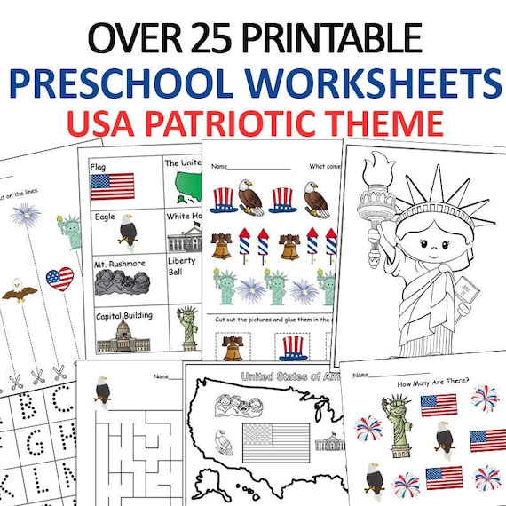 USA Preschool Worksheets Printable  Patriotic Worksheets