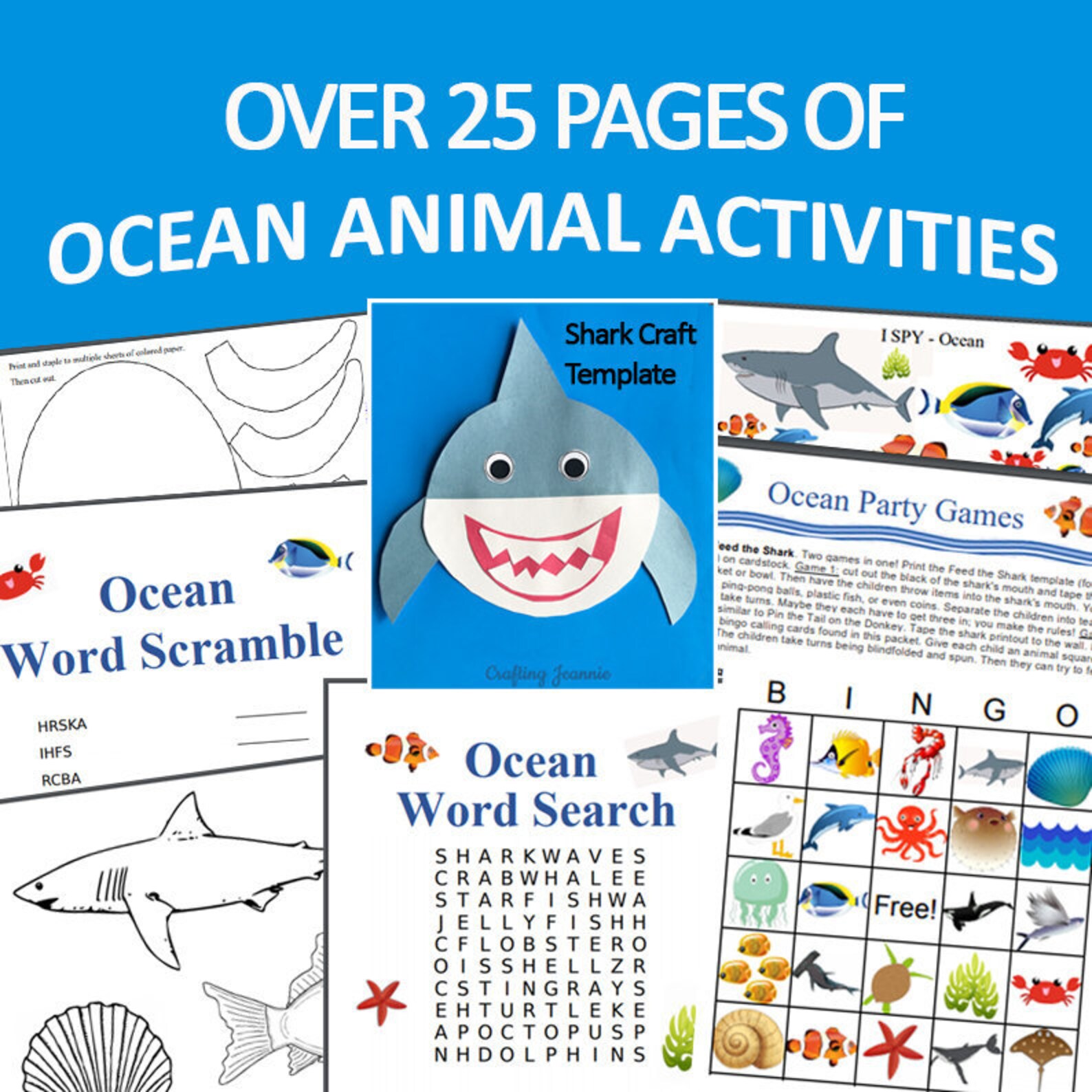 Ocean Activity Pack Party Games, Ocean Printables, Ocean Coloring Page