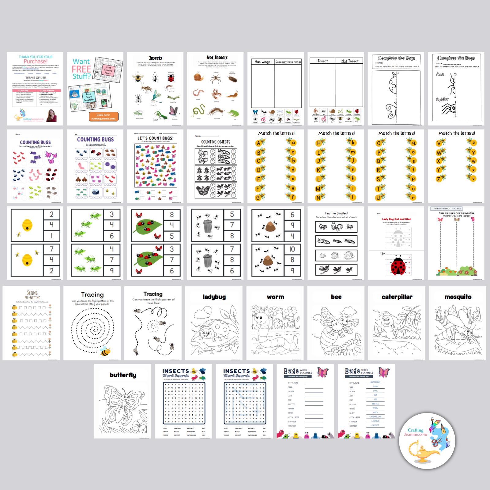 Printable Insect Worksheets for Preschoolers (bee, Ant, Ladybug