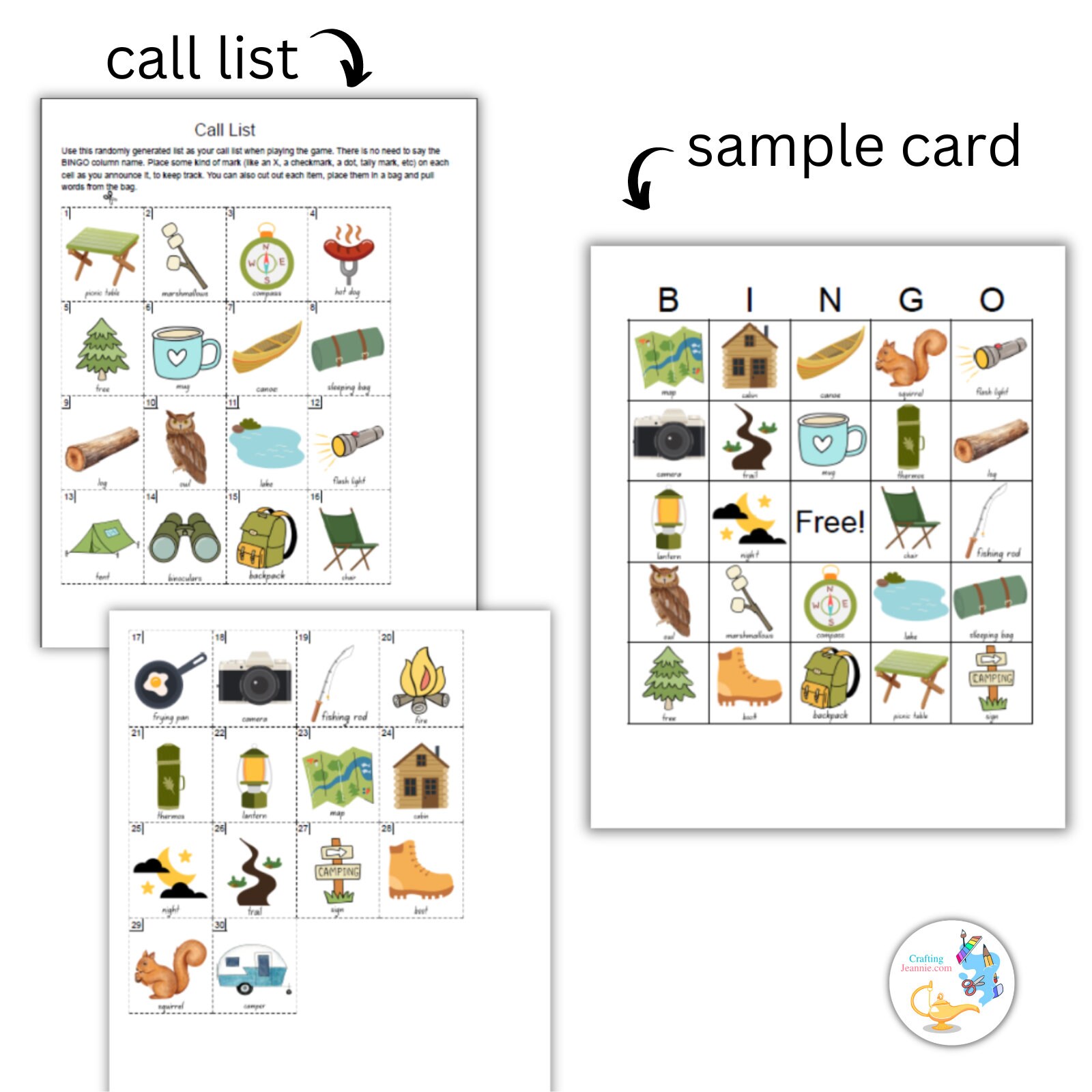 Camping Bingo: PRINTABLE 50 Cards, Bingo Pdf Game, Party Game Ideas ...