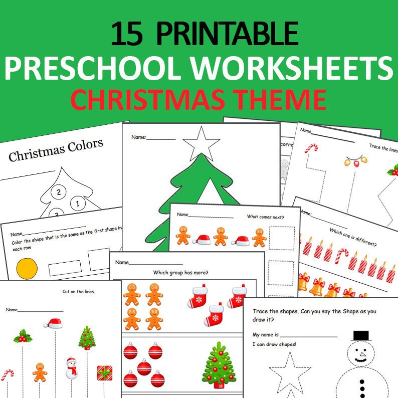 christmas preschool worksheets printable christmas preschool etsy