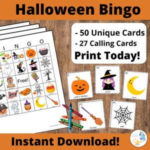 HALLOWEEN BINGO, Printable Bingo, Halloween Party, Halloween Game, 30 Bingo Cards