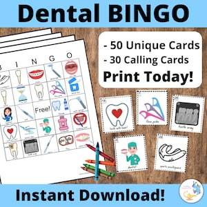 BINGO odontológico para crianças em idade pré-escolar l Atividade de BINGO de dentes l Saúde bucal | Jogo de BINGO de dentista para crianças do jardim de infância l Atividades odontológicas para crianças