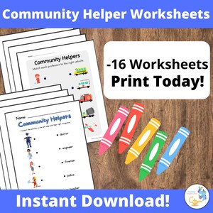 Community Helpers Worksheets for Kids, Community Helper Workbook for Kindergardeners, Community Helpers Printables for Preschoolers,
