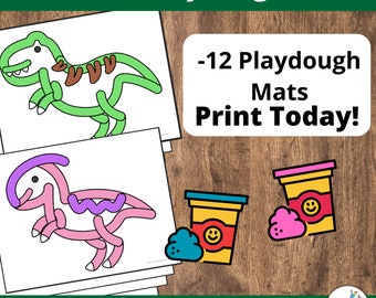 Alfombrillas de plastilina con temática de dinosaurios para niños en edad preescolar, actividades con dinosaurios para niños pequeños, manualidades para niños, actividades de motricidad fina, fiesta de dinosaurios