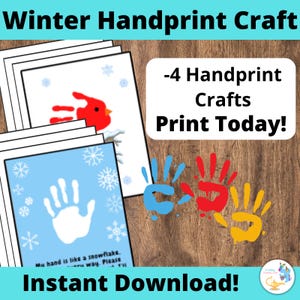 Printable Winter Handprint Craft for Preschoolers, Kindergarteners and Toddlers (Mittens, Robin and Wintery Scene)