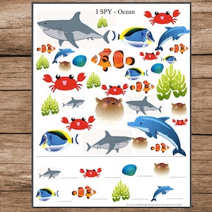 Ocean Activity Pack Party Games, Ocean Printables, Ocean Coloring Page, Ocean Bingo, Wordsearch, Ocean Crafts, I Spy, Worksheets DIGITAL image 3