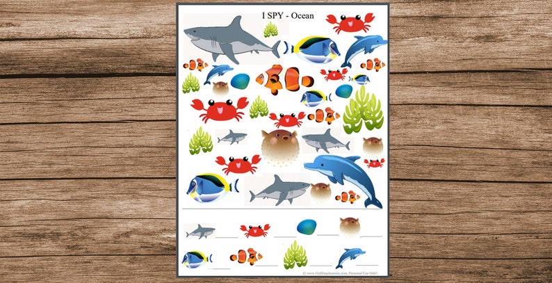 Ocean Activity Pack Party Games, Ocean Printables, Ocean Coloring Page, Ocean Bingo, Wordsearch, Ocean Crafts, I Spy, Worksheets DIGITAL image 3