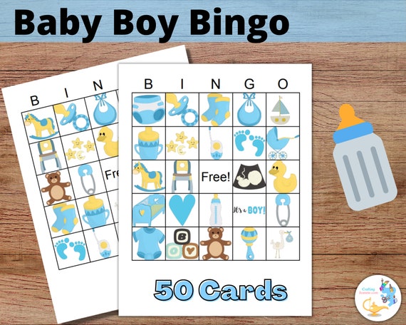 Cartones de bingo para bebés: cartones de bingo IMPRIMIBLES, bingo para  baby shower, juego de 50 cartones, bingo con imágenes en color, idea de  actividad de juego de baby shower azul 