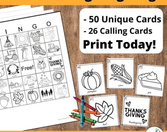 Black and White Thanksgiving Bingo l B&W Fall Bingo l Thanksgiving Game l Fall Game l Fall Activities l Thanksgiving Activities