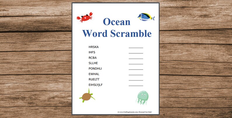 Ocean Activity Pack Party Games, Ocean Printables, Ocean Coloring Page, Ocean Bingo, Wordsearch, Ocean Crafts, I Spy, Worksheets DIGITAL image 4