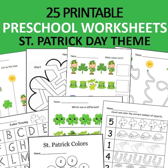 St. Patrick's Day Preschool Worksheets Printable St. | Etsy
