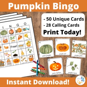 Pumpkin BINGO Game l Fall-Themed Preschool Activities l Pumpkin Games for Toddlers l Gall Games for Kids l INSTANT DOWNLOAD