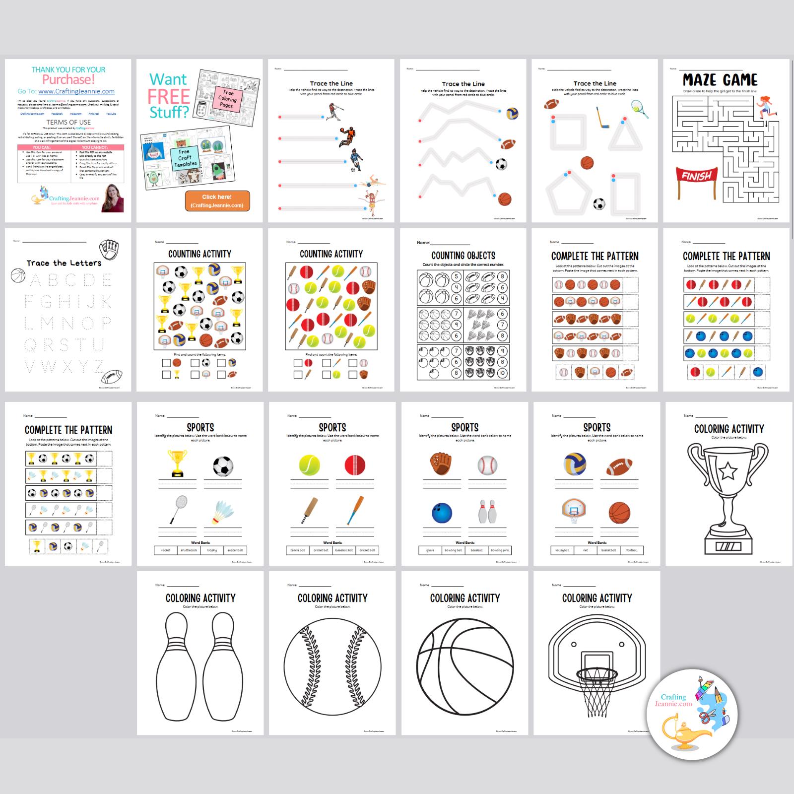 Printable Sports Worksheets for Preschoolers (volleyball, Soccer ...