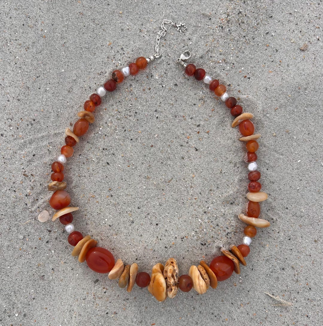 EXAMPLE OF WORK Handmade Shell & Gemstone Necklace • Beachy Jewelry - Etsy