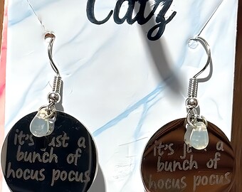 Earrings, Stainless steel etched charm & czech glass teardrop bead