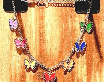 Anklet - enameled butterflies