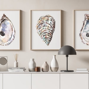 Abstract Wall Art, Oyster Shell Art Prints, Beach House Decor