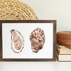 Oyster Shell Art Print, Watercolor Print, Coastal Wall Art, Minimalist Home Decor
