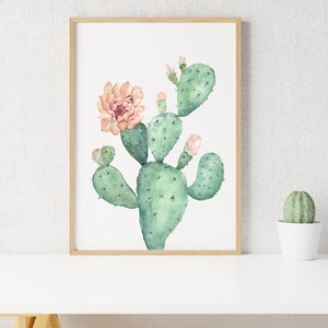 Cactus Print, Desert Art, Desert Wall Art, Desert Print, Cactus Painting, Prickly Pear Cactus Print image 2