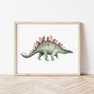 Dinosaur Art Print, Stegosaurus Wall Art, Watercolor Dinosaur, Dino Wall Art, Kids Room Decor, Nursery Decor image 1